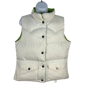 American Eagle Outfitters White & Green Puffer Vest L Womens Outdoor Layering
